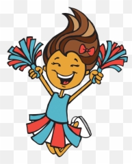 Clip Black And White Stock Cheerleader Cartoon Illustration - Pom png