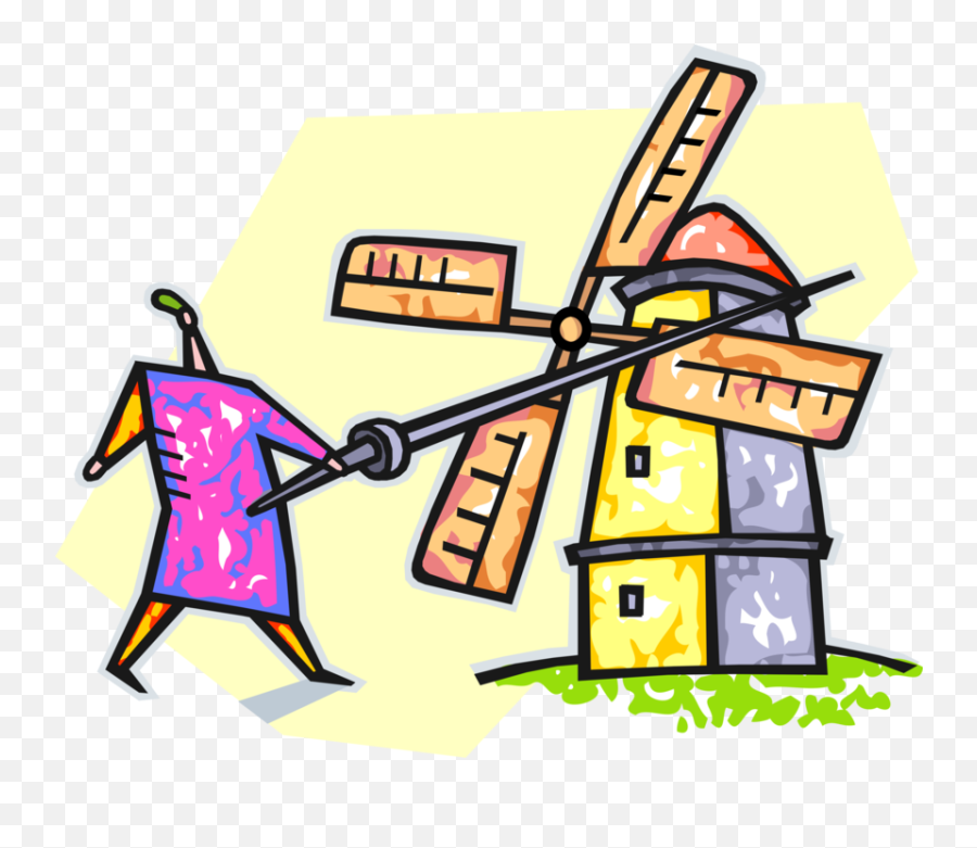 Vector Illustration Of Don Quixote De - Windmill Png,Mancha Png