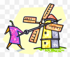 Vector Illustration Of Don Quixote De - Windmill Png,Mancha Png