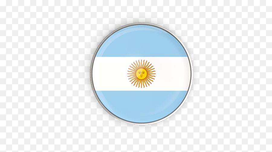 Round Button With Metal Frame - Argentina Round Flag Icon Png,Argentina Flag Png