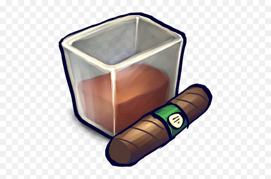 Brown Liquid Filled Glizass With Cigar - Icon Png,Cigar Png