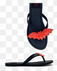 Strange Cvlt Cult Yru Red Bats Gothic Punk Halloween Horror Sandals Flats Shoes - Black png