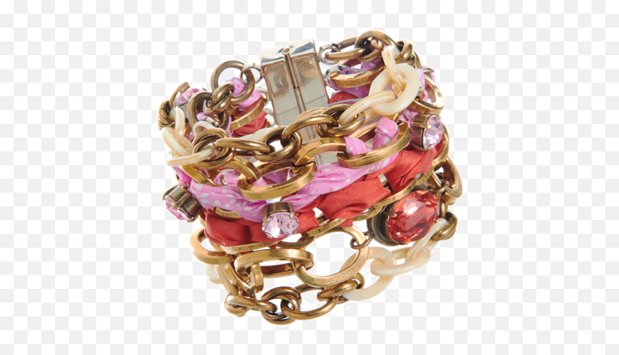 Nina Ricci Multi - Strand Chain U0026 Ribbon Bracelet Pink Bracelet Png