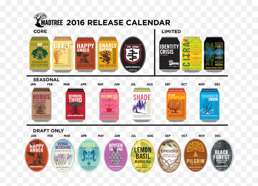 Craft Beer Release Calendars Archive - Madtree Beers Png,Transparent Calendars