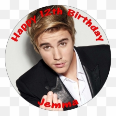 Details About Justin Bieber Personalised Cake Topper Birthday Edible Printed - Hair Styles Of Justin Bieber Png,Justin Bieber Hair Png