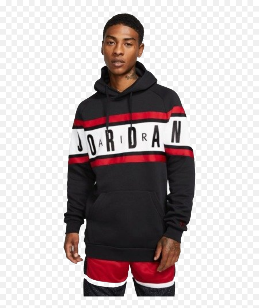 Air Jordan Mens Lettered Logo Fleece Hoodie U0027blackwhiteredu0027 Bq5651 010 - Jordan Jumpman Air Fleece Pullover Hoodie Png,Air Jordan Logo Png