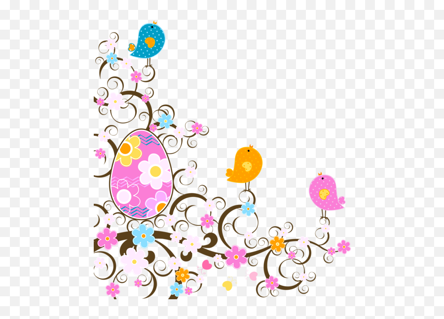 Easter Decoration With Flowers Png Transparent Clipart - Transparent Easter Border Clipart,Easter Eggs Transparent Background