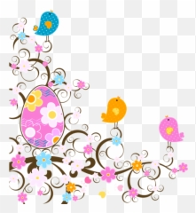Easter Decoration With Flowers Png Transparent Clipart - Border