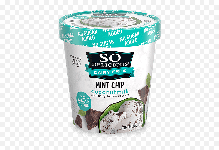 No Sugar Added Mint Chip Coconutmilk Frozen Dessert So - Dairy Free Mint Chocolate Chip Ice Cream Png,Dessert Png