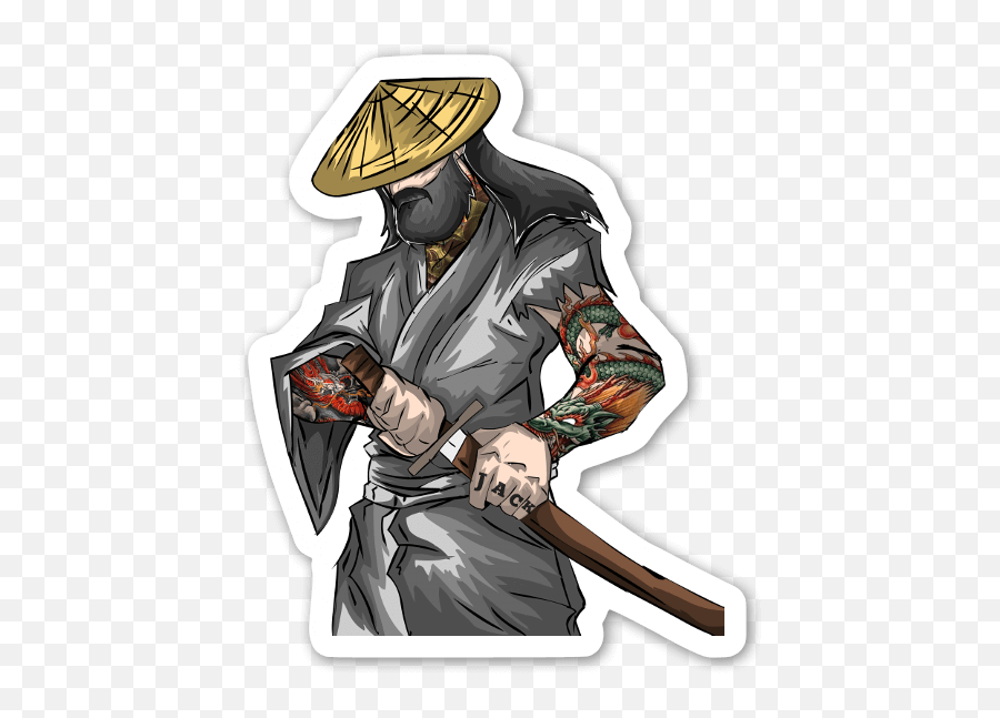 The Bearded Samurai - Stickerapp Samurai Barbudo Png,Samurai Jack Transparent