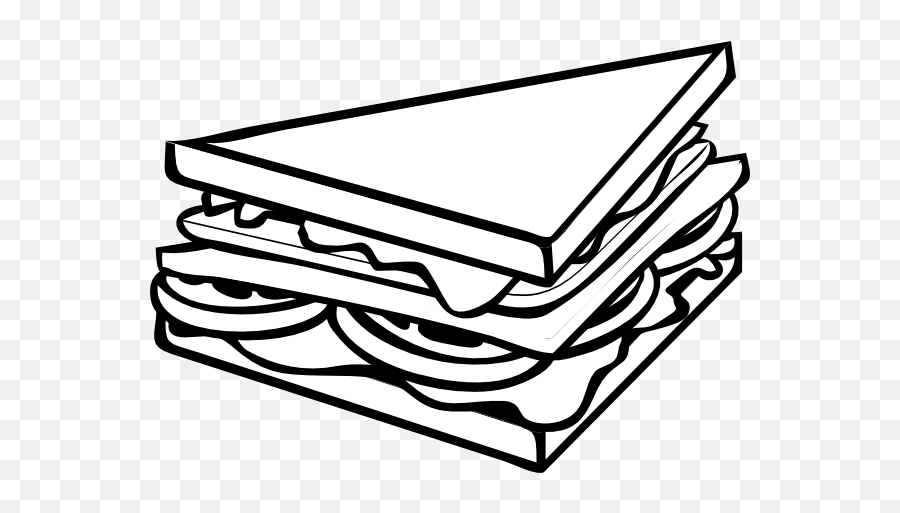 Vector Sandwich Line Drawing - Sandwich Clipart Black And White Png,Line Drawing Png