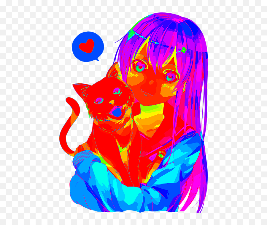 Rainbow Anime Girl Neko Cat Fleece - Rainbow Neko Girl Png,Neko Girl Icon