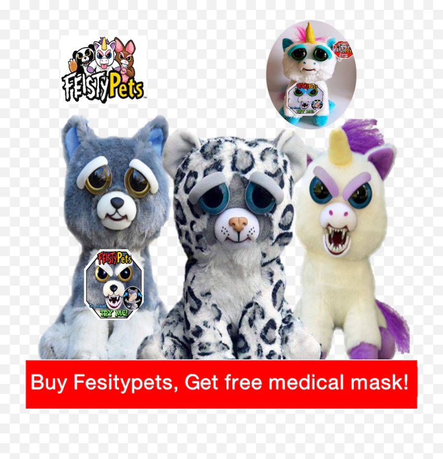 Feisty Pets Funny Face Changing Soft - Feisty Pets Snow Leopard Png,Stuffed Animal Png