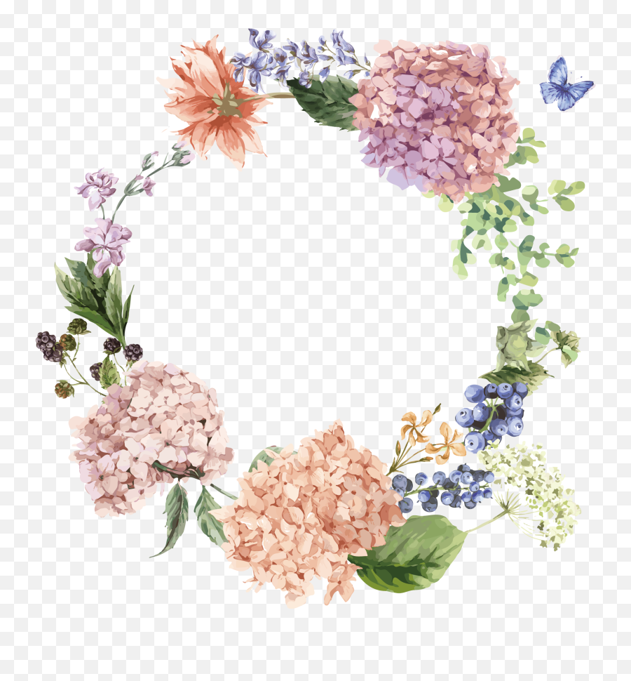 Hydrangea Flower Drawing Illustration - Purple Floral Circle Png,Hydrangea Png