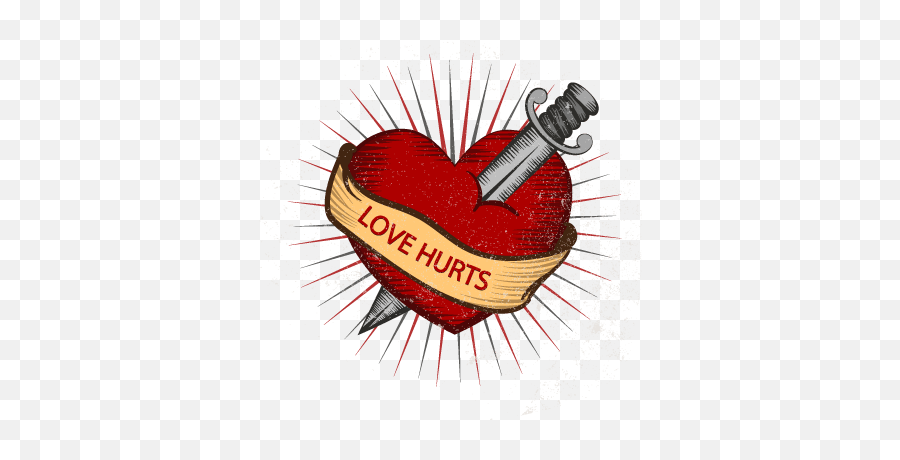 Love Hurts Tattoo Heart Knife Roses - Tattoo Png,Knife Tattoo Png