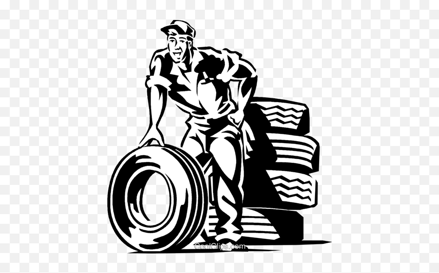 Auto Mechanic With Tires Royalty Free Vector Clip Art - Tire Shop Logos Png,Mechanic Png