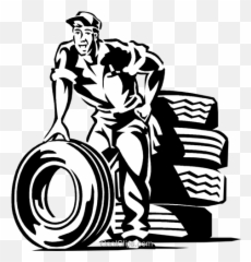 Auto Mechanic With Tires Royalty Free Vector Clip Art - Tire Shop Logos Png,Mechanic Png