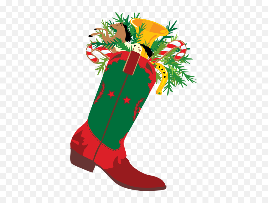 A Cowboy Christmas Boot Clip Art - Christmas Cowboy Boot Clipart Png,Cowboy Boot Png
