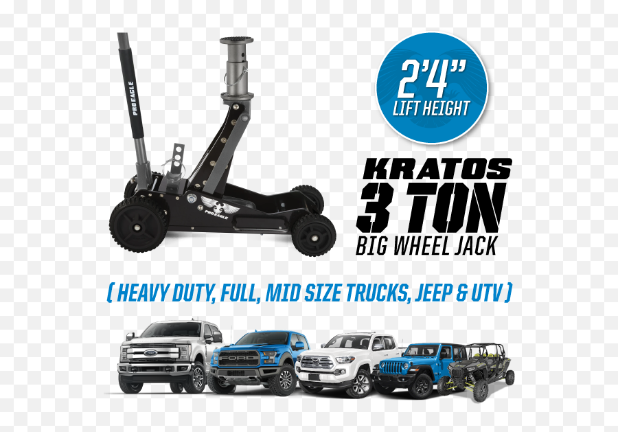 3 Ton Big Wheel Off Road Jack Kratos Rugged Durable - Pro Eagle Big Wheel Off Road Jack Png,Kratos Png