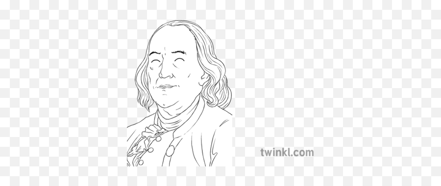 Benjamin Franklin Twinkl Eyes Black And White Illustration - Hair Design Png,Benjamin Franklin Png