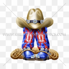 Boots Hat And Rope Production Ready Artwork For T - Shirt Fictional Character png