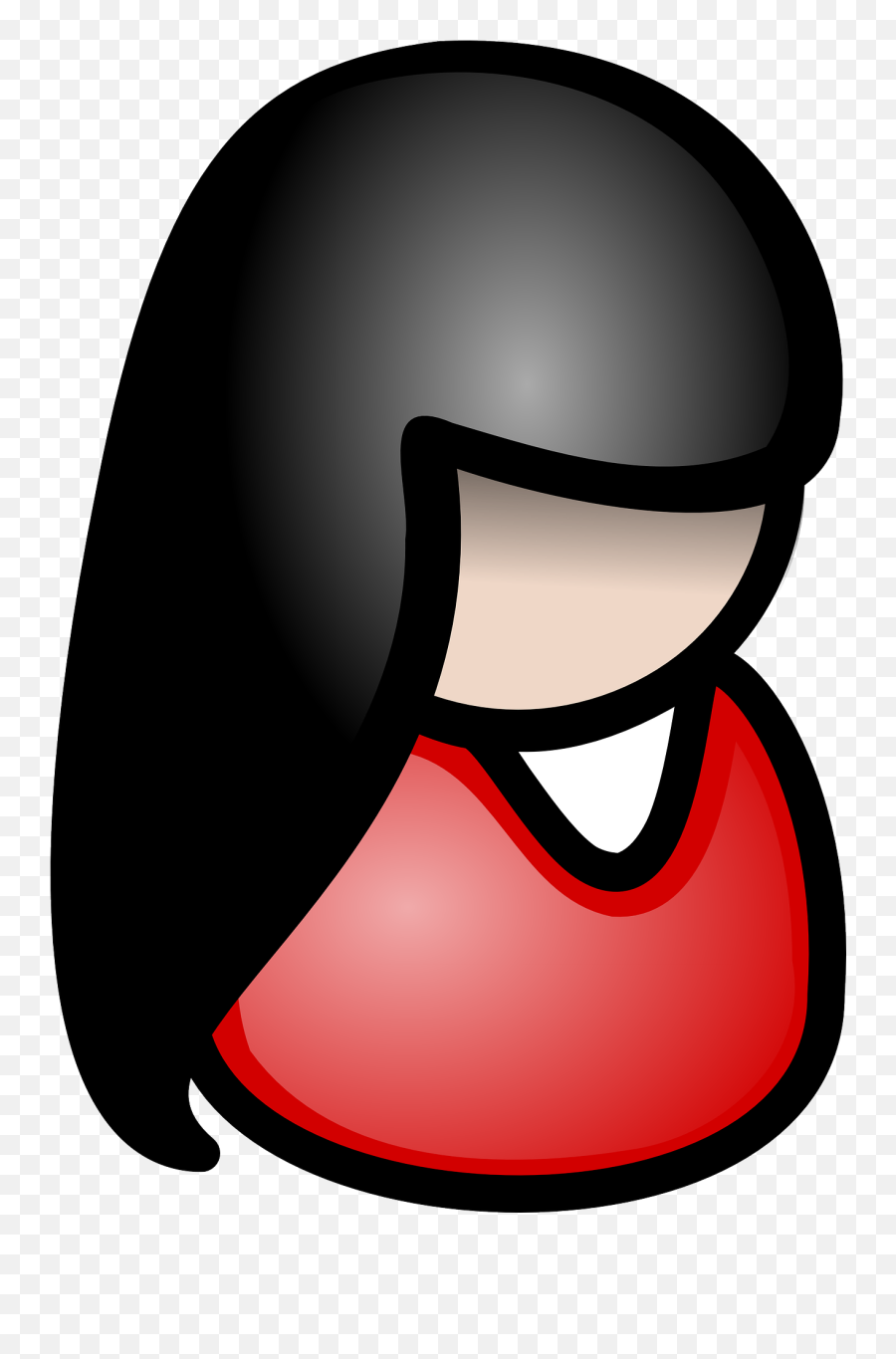 Female Symbol With Black Hair And Red Dress - Vector Graphics Png,Woman Symbol Png