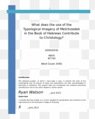 Melchizedek And Christology Of Hebrews - Document png