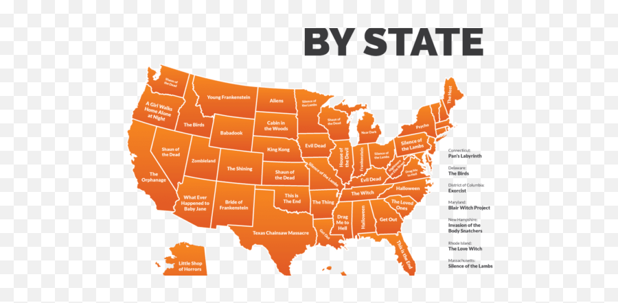 The Horror Movie Your State Is Most Obsessed With Mapped - Soda Most Popular Soda In Each State Png,Horror Transparent