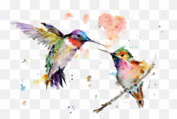 Watercolor Art Painting Drawing - Wildlife Watercolor Paintings Png,Hummingbird Transparent