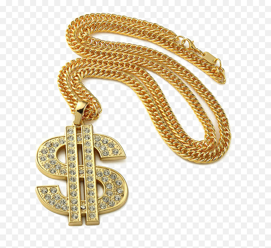 Download Hd Thug Life Dollar Gold Chain - Gold Dollar Sign Chain Png,Thug Life Chain Png