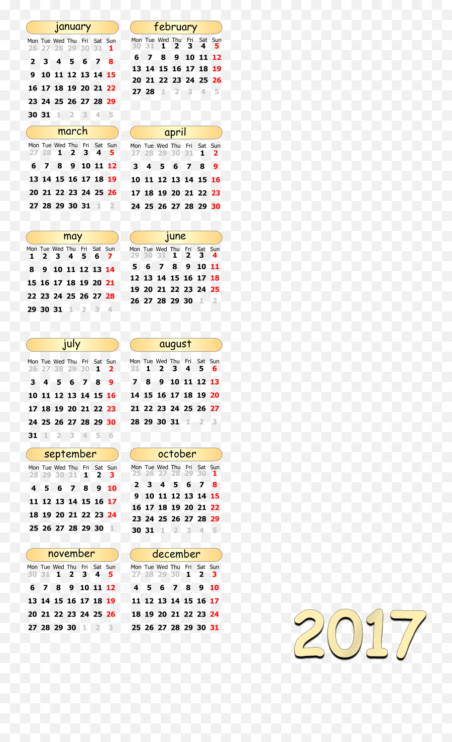 Plantilla Calendario 2017 Png - Calendar,2017 Calendar Png