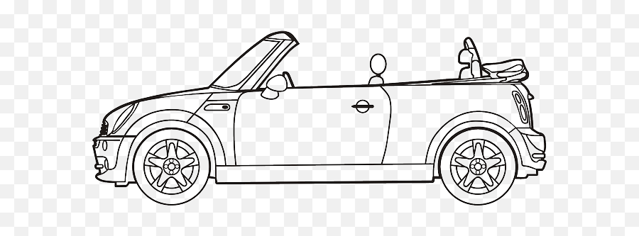 Black Outline Drawing Car White - Draw A Mini Cooper Png,Car Drawing Png