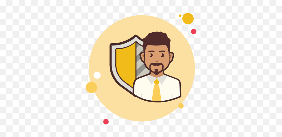 Man With A Security Shield Icon - Happy Png,Shield Icon Transparent