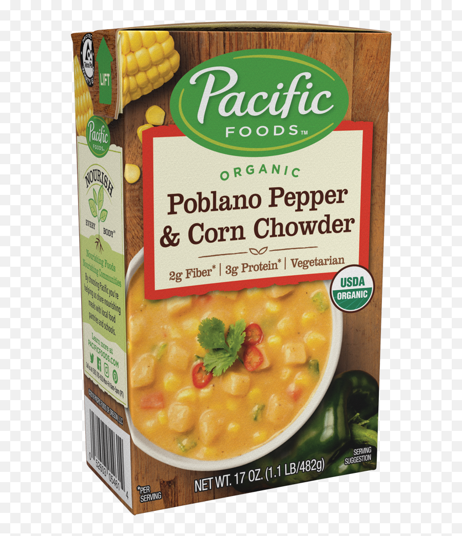 Organic Poblano Pepper Corn Chowder - Pacific Foods Soup Lentil Png,Chowder Png