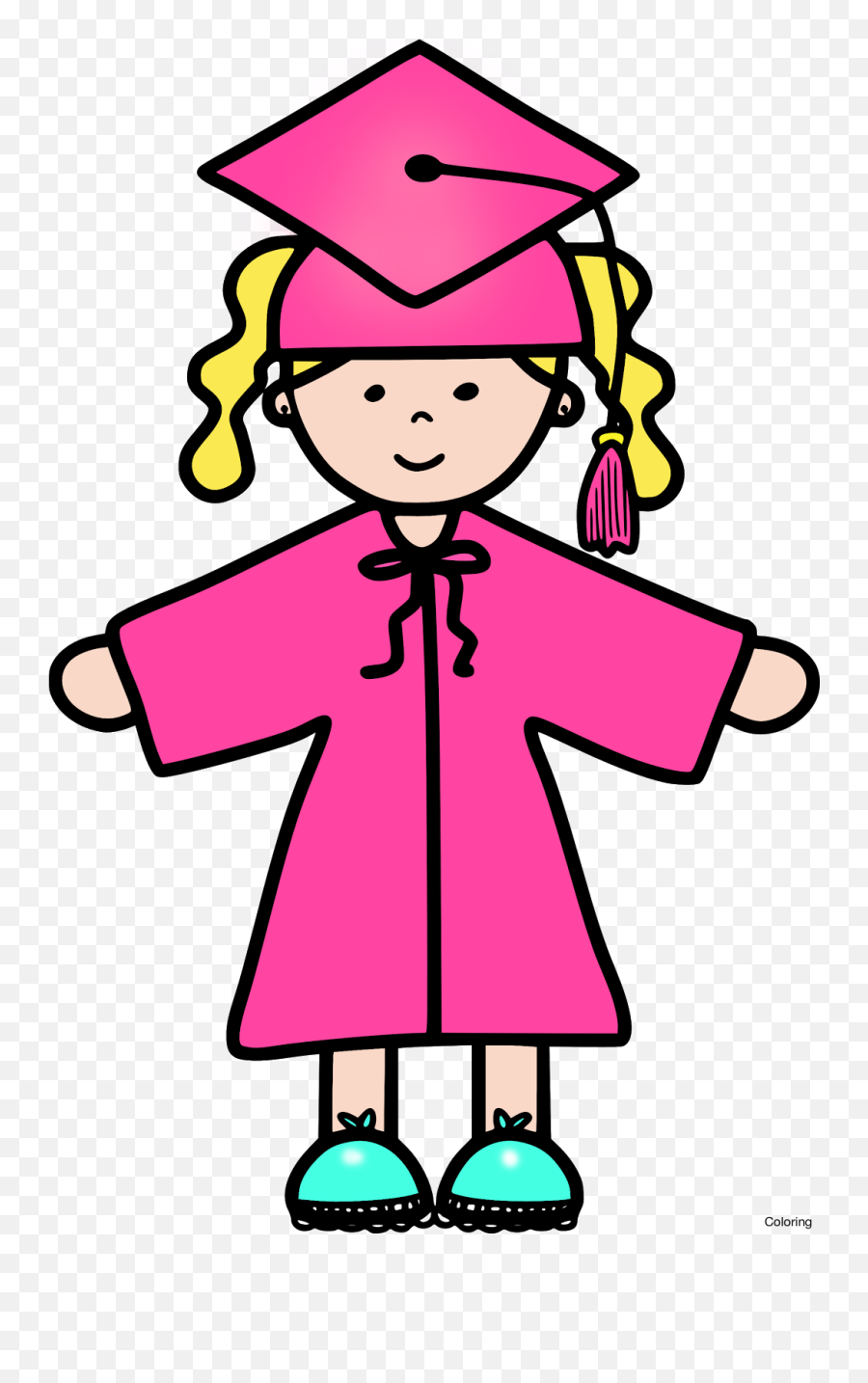 Pink - Kindergarten Girl Graduation Clip Art Png,Graduation Clipart Png