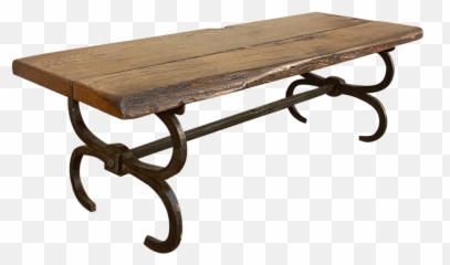 Antique Rustic Wrought Iron And Wood Plank Coffee Table - Coffee Table Png,Wood Plank Png