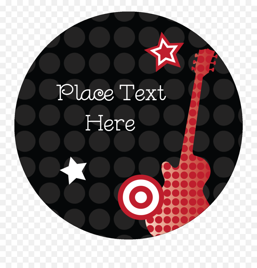 Birthday Rock Guitar Predesigned Label And Card Template For - Circle Png,Rock Guitar Png