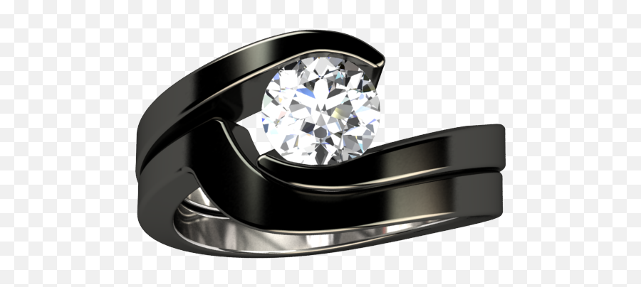 Stella Black Titanium Ring With Diamond Or Gemstone - Black Womens Titanium Engagement Rings Png,Black Ring Png