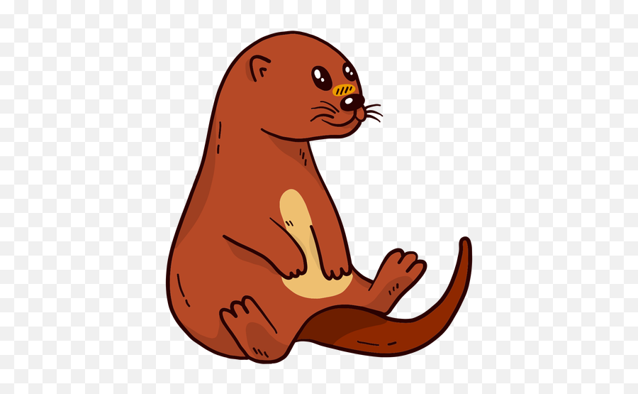 Cute Otter River Muzzle Tail - Sitting Otter Cartoon Png,Otter Png