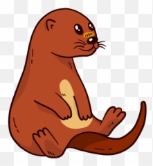 Cute Otter River Muzzle Tail - Sitting Otter Cartoon Png,Otter Png