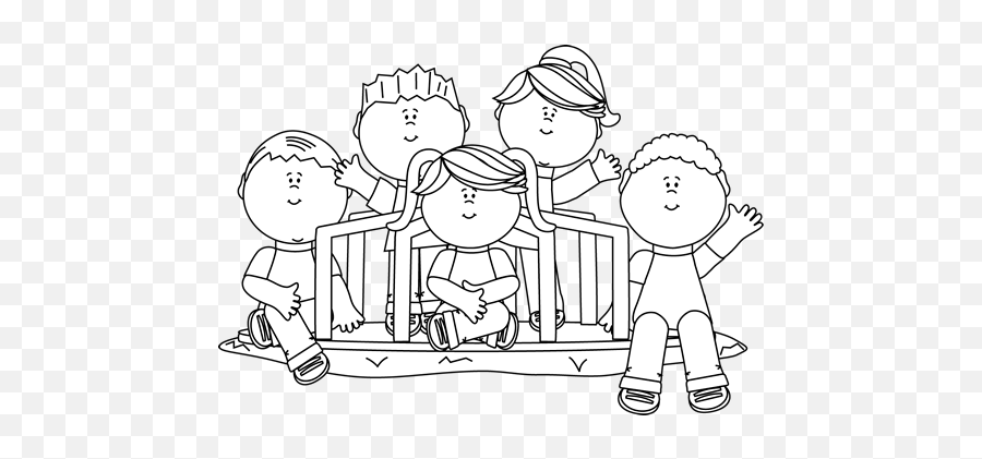 Abc Blocks Clipart Black And - Black And White Kids Pushing Black And White Clip Art Of Kids Png,Abc Blocks Png
