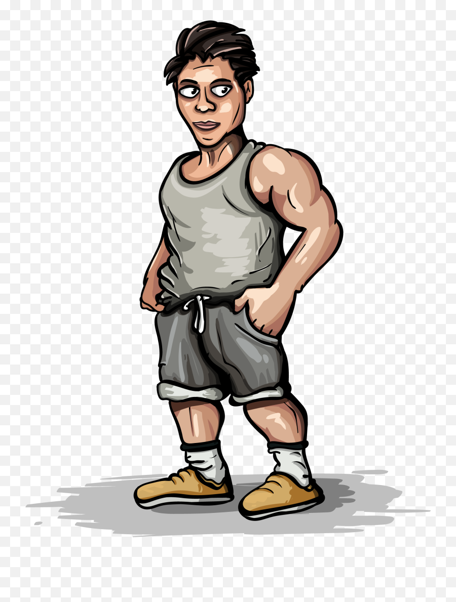 Man Standing In Shorts And Wrestling T - Shirt Free Cliparts Png,Man Standing Png