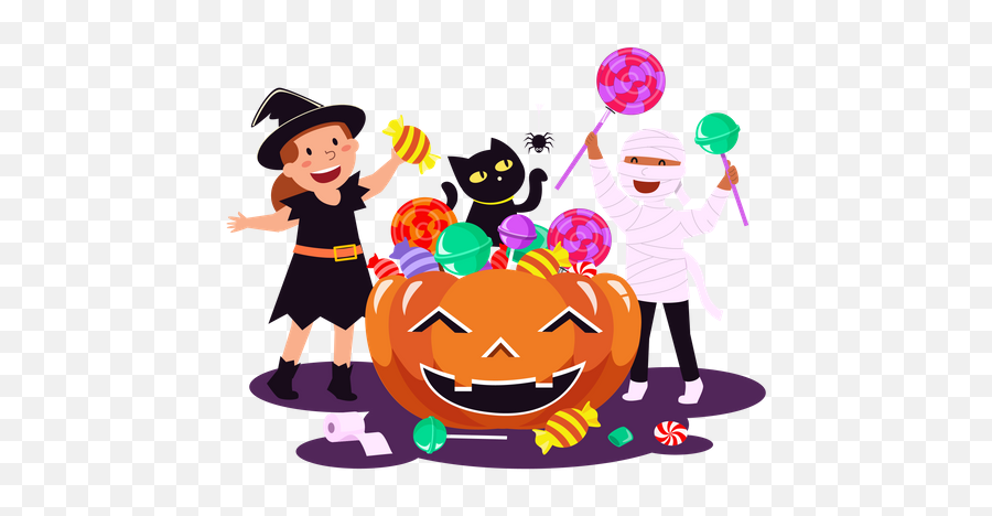 Trick Or Treat Icon - Download In Line Style Happy Png,Hat Trick Icon