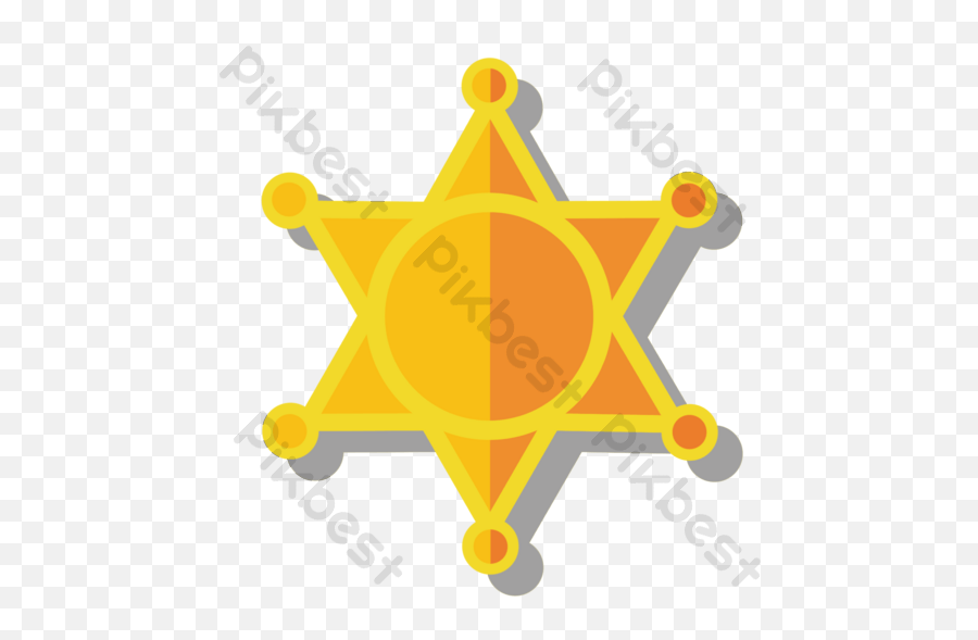 Six - Pointed Star Vector Cartoon Police Badge Accessories Dot Png,Sheriff Badge Icon
