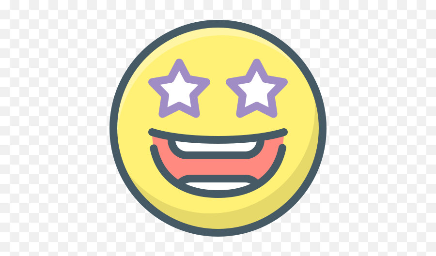 Emoji Excited Face Smile Stars Icon - Free Download Excited Black And White Emojis Png,How To Get All Star Icon In Lol