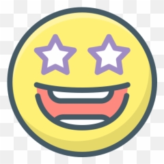 Emoji Excited Face Smile Stars Icon - Free download Excited Black And White Emojis png