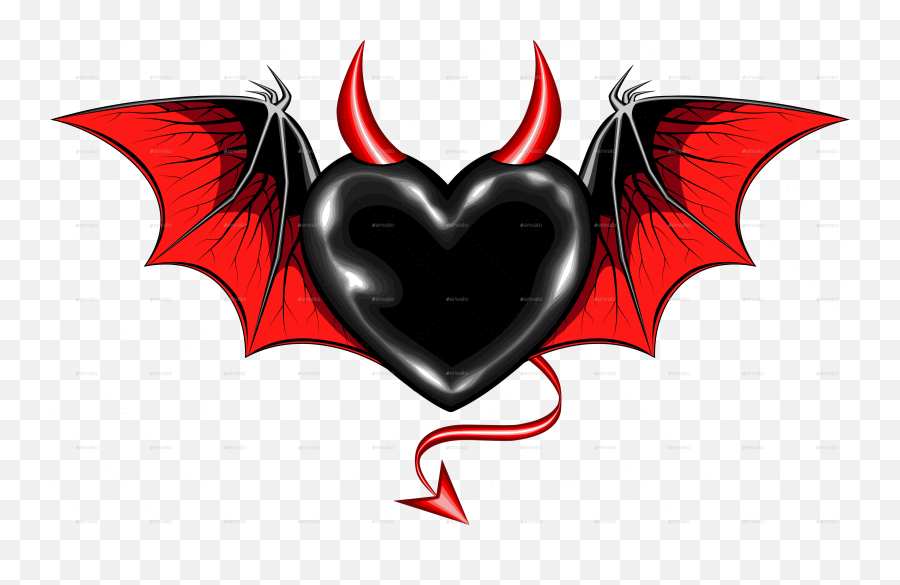 Library Of Black Heart Vector Freeuse Download Transparent - Transparent Heart With Horns Png,Black Heart Transparent