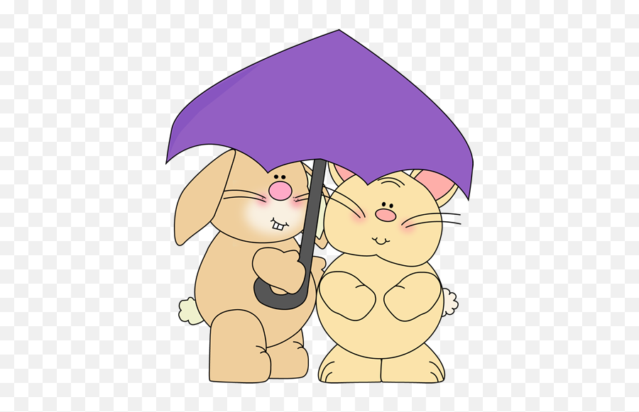 Bunnies Under Umbrella Clip Art - Bunnies Under Umbrella Image Bunnies Under Umbrella Clipart Png,Umbrella Clipart Png