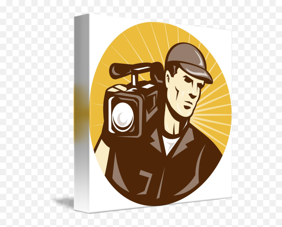 Cameraman Film Crew With Video Movie Camera By Aloysius Patrimonio - Logo Gambar Kamera Video Shooting Kartun Png,Cameraman Png