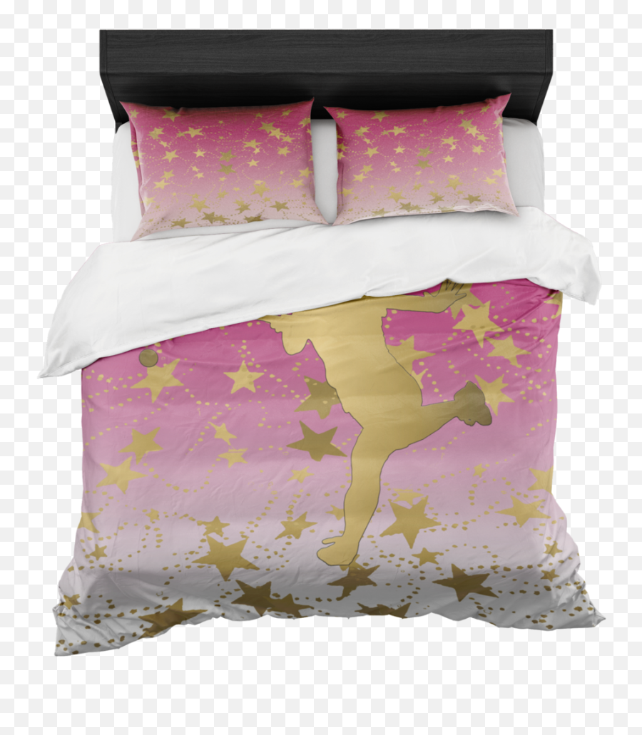Female Tennis Player Silhouette In Gold With Stars - Duvet Cover Png,Cheerleader Silhouette Png